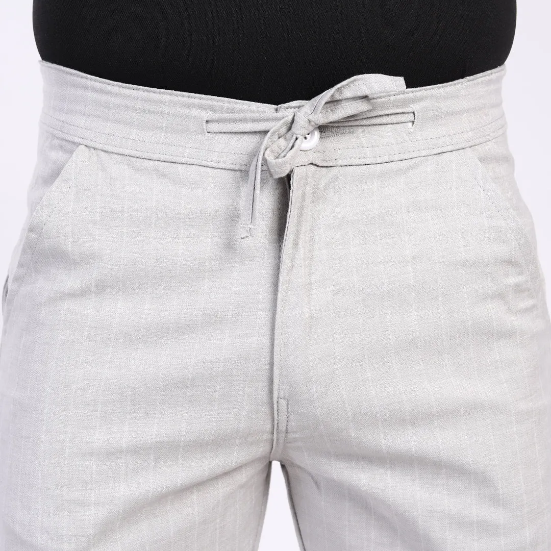 LIGHT GREY STRIPE LINEN PANTS