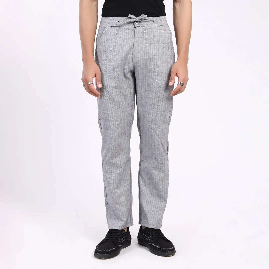 GREY STRIPE LINEN PANTS