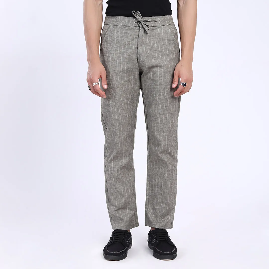DARK GREY STRIPE LINEN PANTS