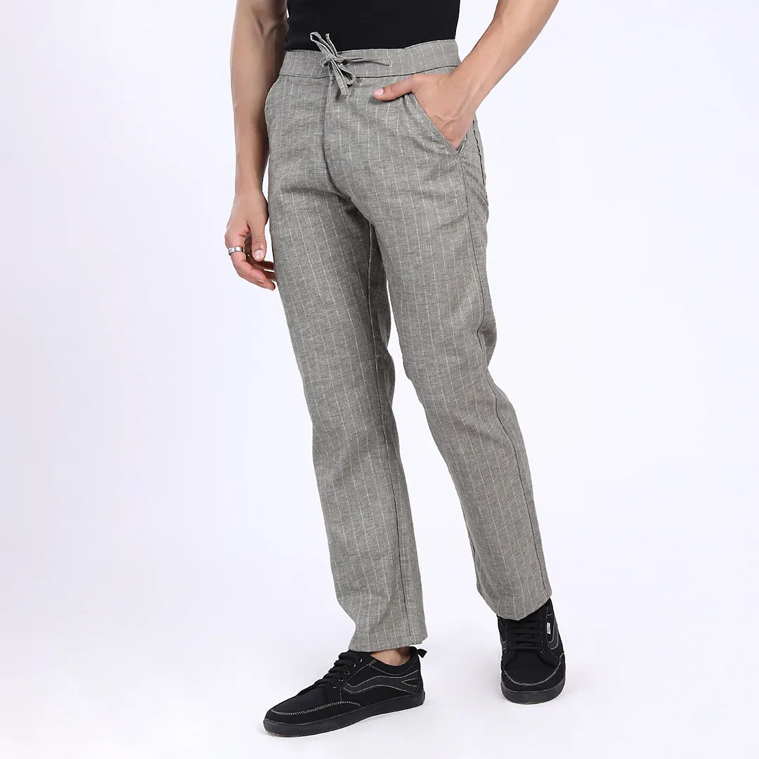 DARK GREY STRIPE LINEN PANTS