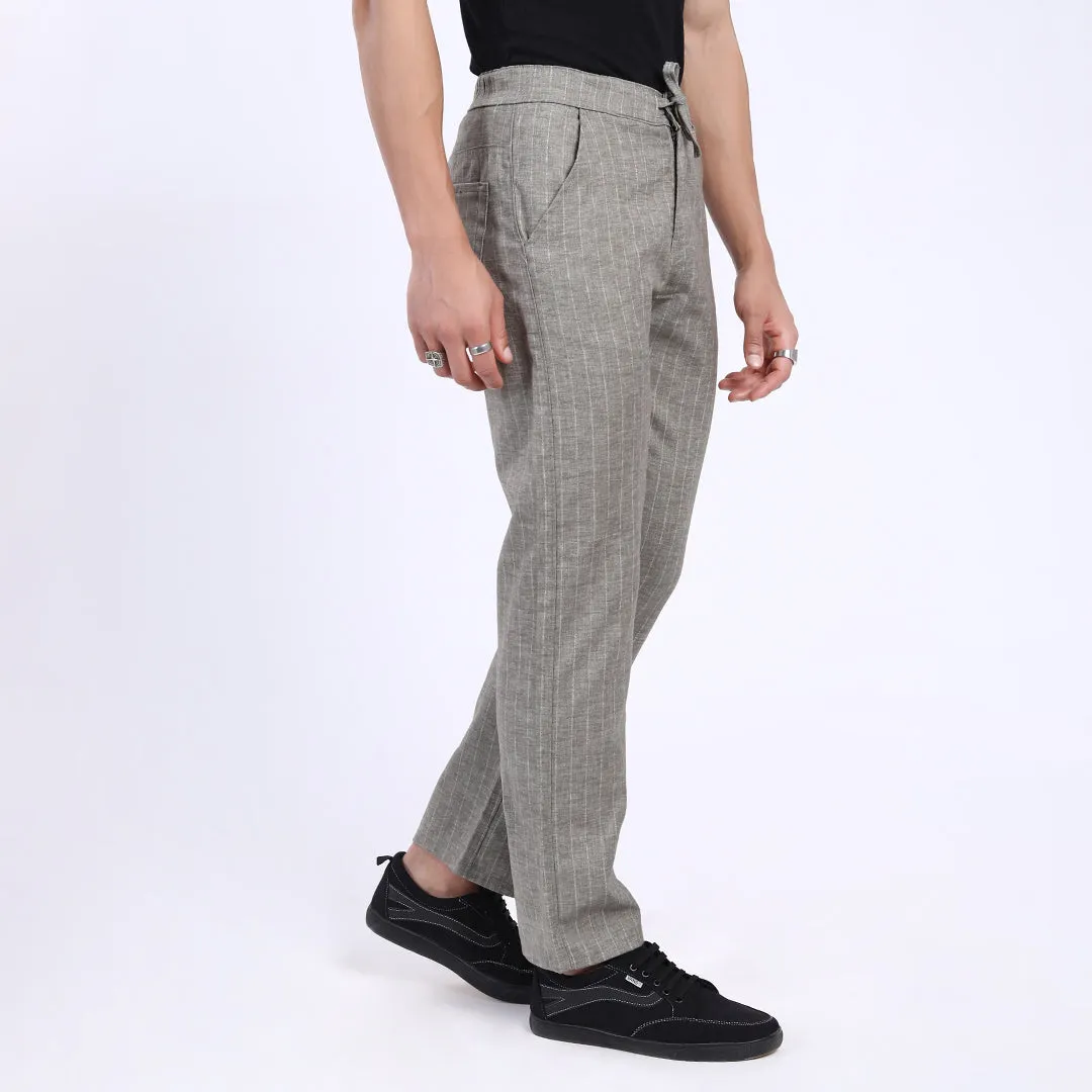 DARK GREY STRIPE LINEN PANTS