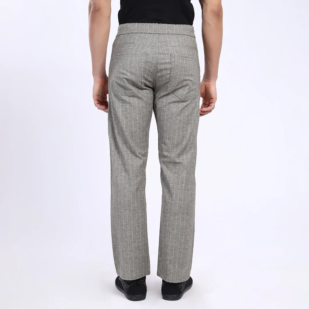 DARK GREY STRIPE LINEN PANTS