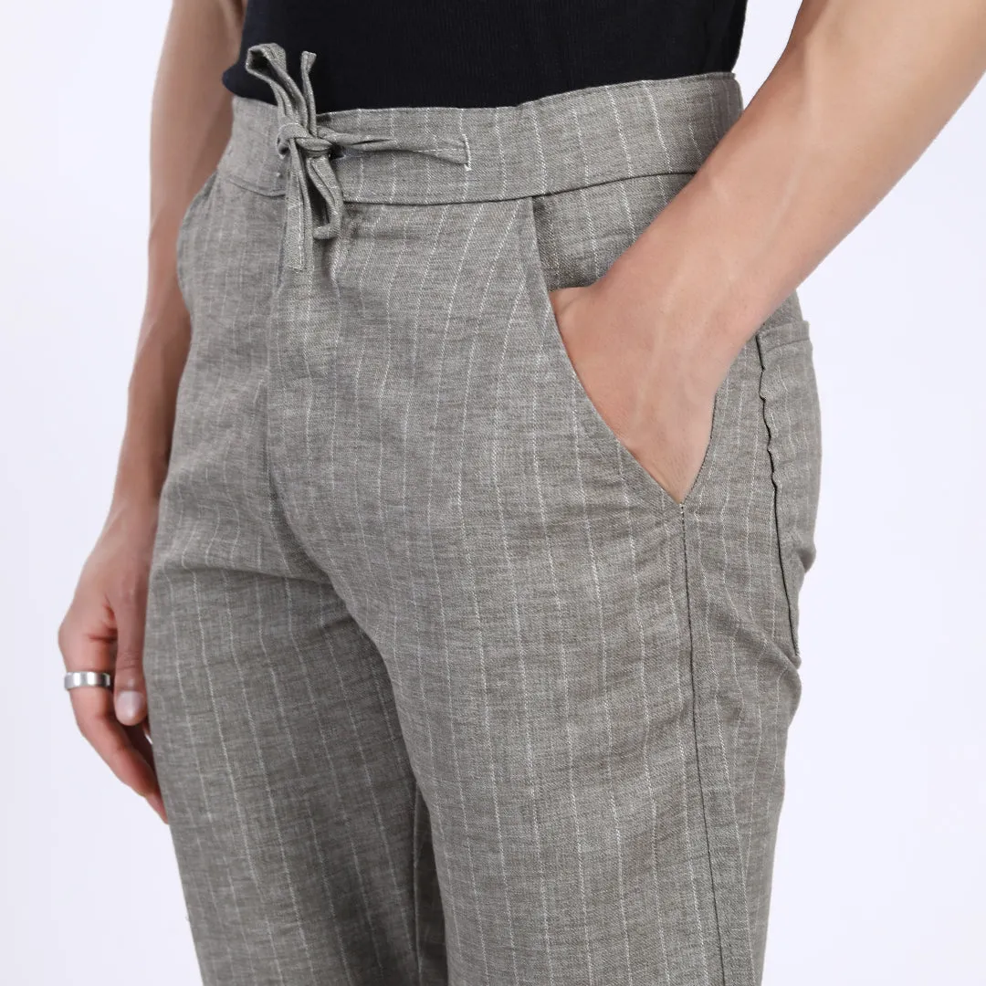 DARK GREY STRIPE LINEN PANTS