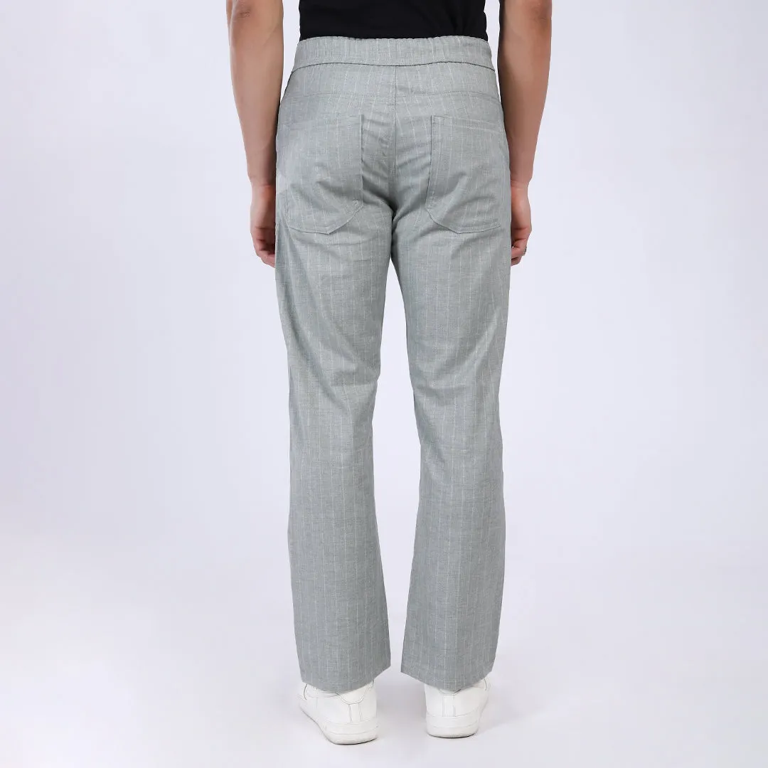 LIGHT GREY STRIPE LINEN PANTS
