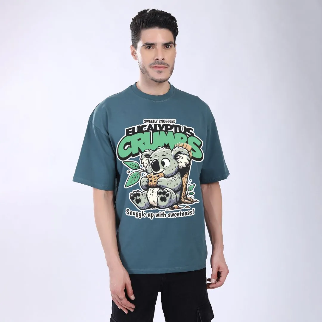 MEN'S GREEN PRINTED OVERSIZED COTTON T-SHIRT