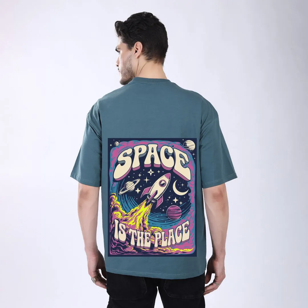 MEN'S GREEN PRINTED OVERSIZED COTTON T-SHIRT