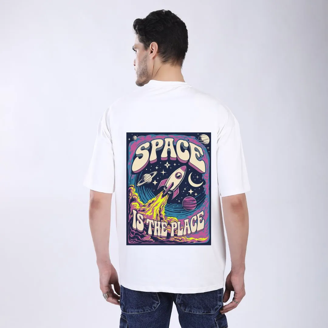 MEN'S WHITE PRINTED OVERSIZED COTTON T-SHIRT