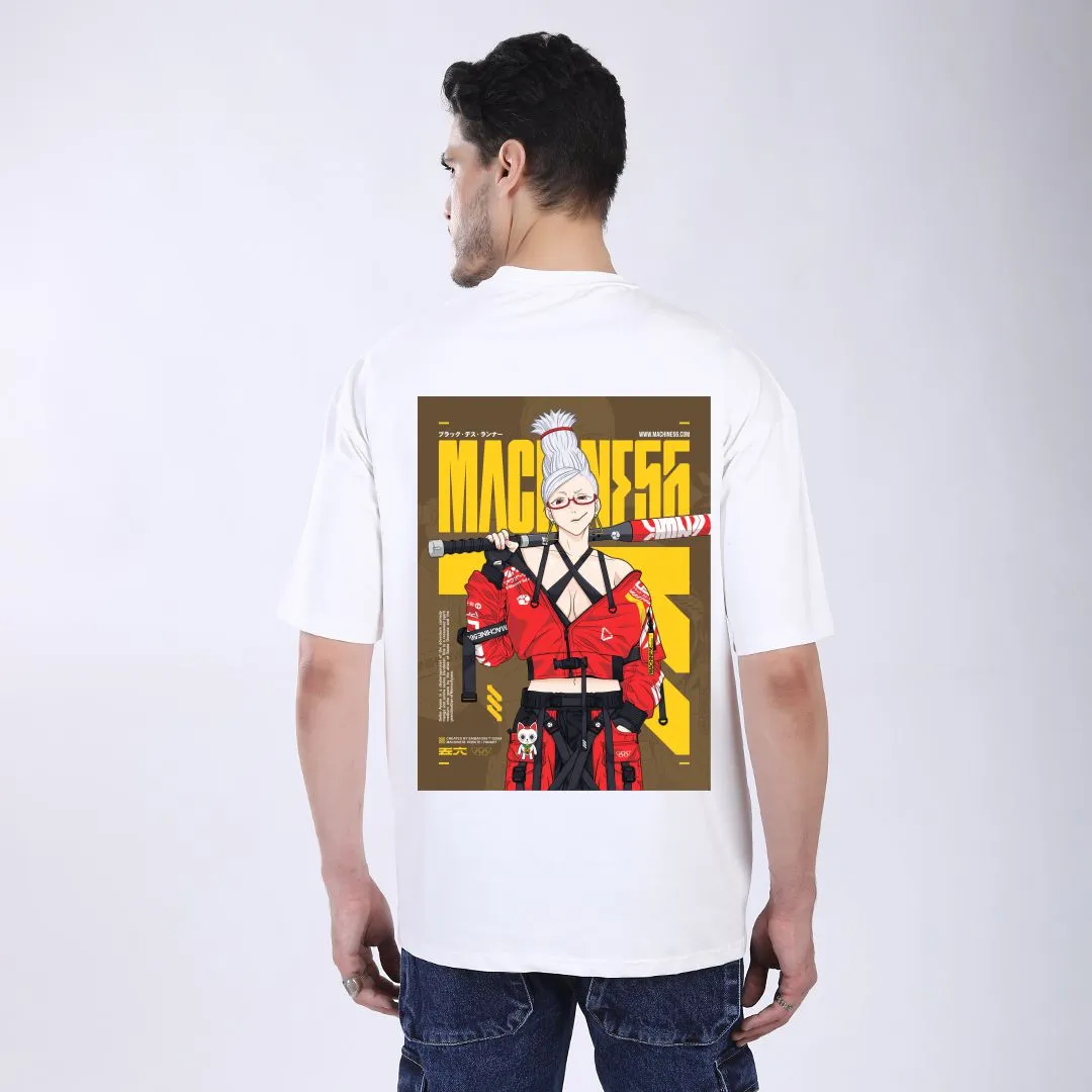 MEN'S WHITE PRINTED OVERSIZED COTTON T-SHIRT