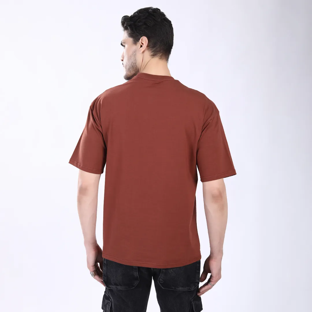 MEN'S RUST PRINTED OVERSIZED COTTON T-SHIRT
