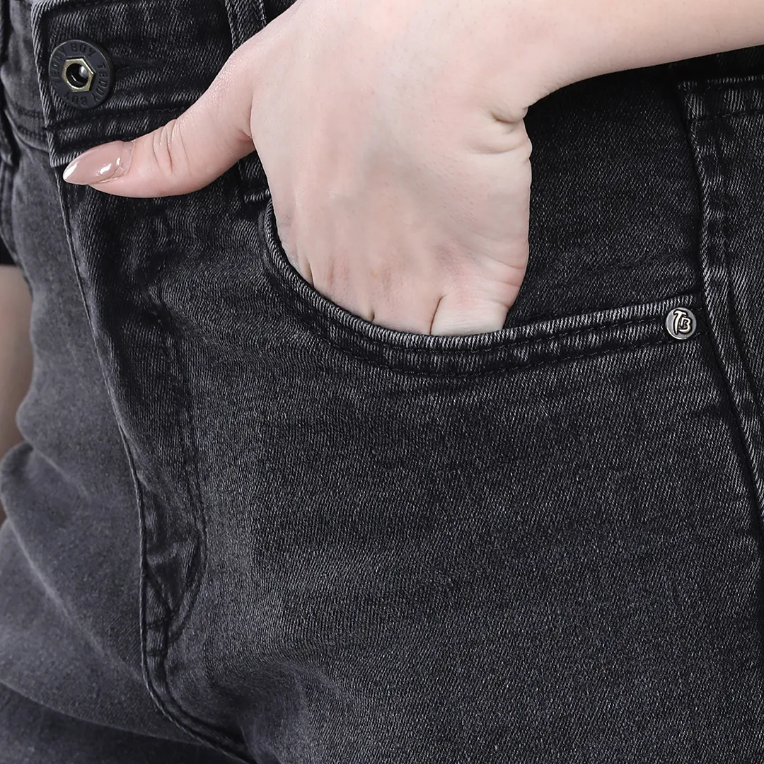 WOMEN'S GRAY MID RISE BELL BOTTOM JEANS