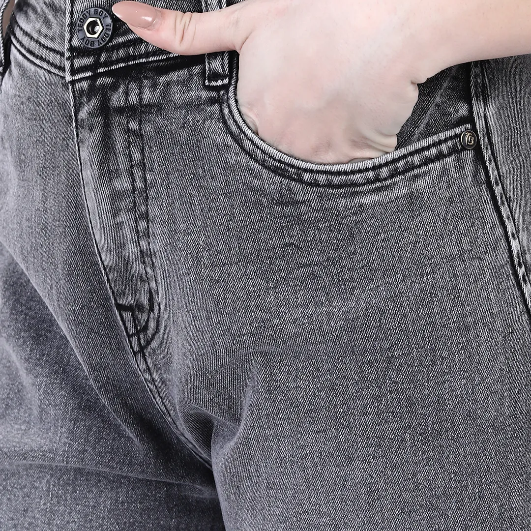 WOMEN'S GREY HIGH RISE BAGGY FIT JEANS