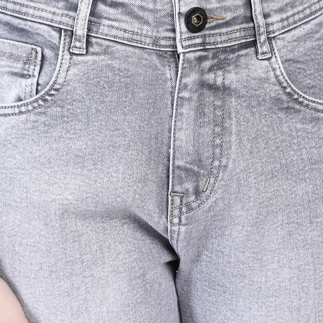 WOMEN'S L GREY MID RISE BELL BOTTOM JEANS
