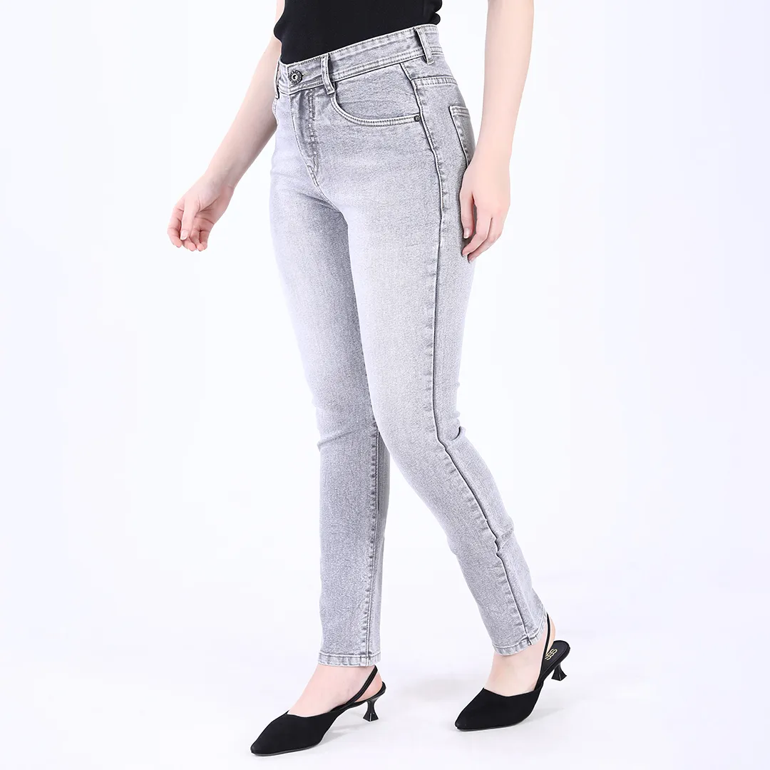 WOMEN'S OFF WHITE MID RISE SKINNY FIT JEANS