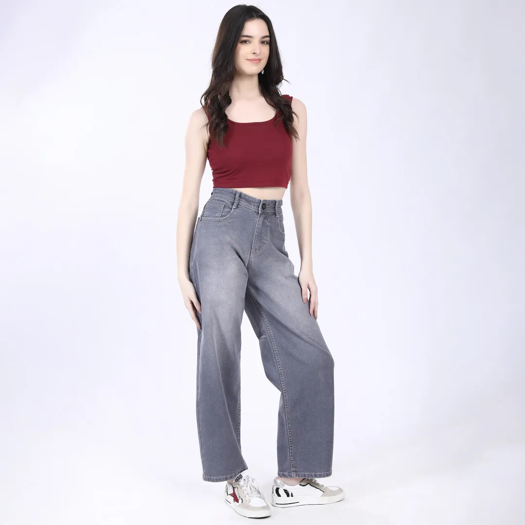 WOMEN'S LAVENDER HIGH RISE BAGGY FIT JEANS