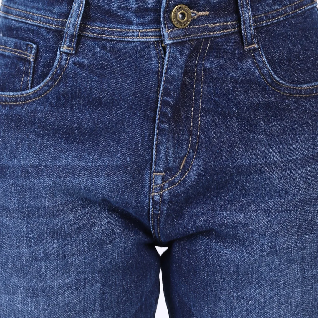 WOMEN'S NAVY BLUE MID RISE BELL BOTTOM JEANS