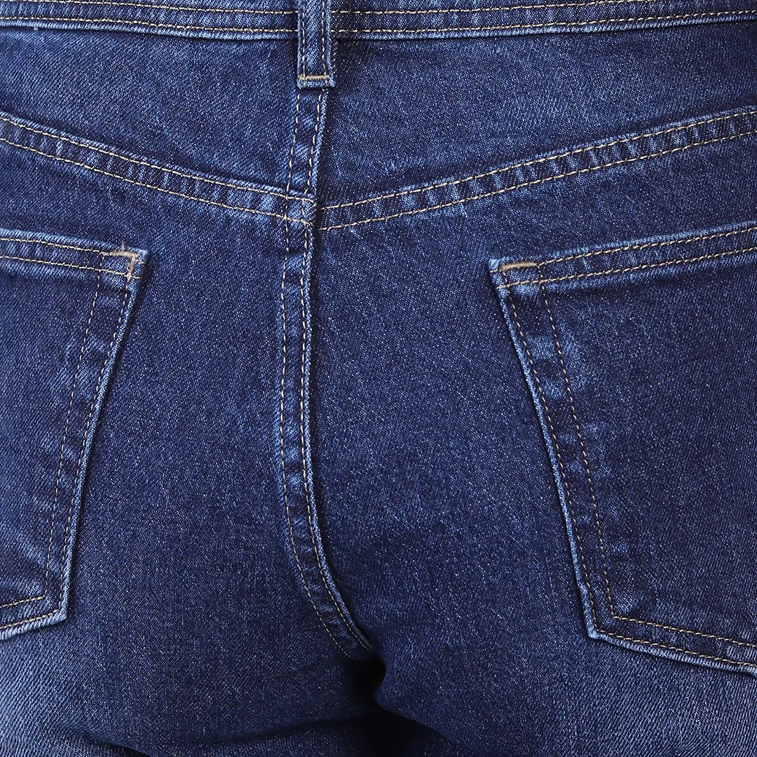 WOMEN'S NAVY BLUE MID RISE BELL BOTTOM JEANS