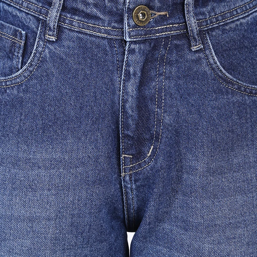 WOMEN'S BLUE MID RISE BELL BOTTOM JEANS