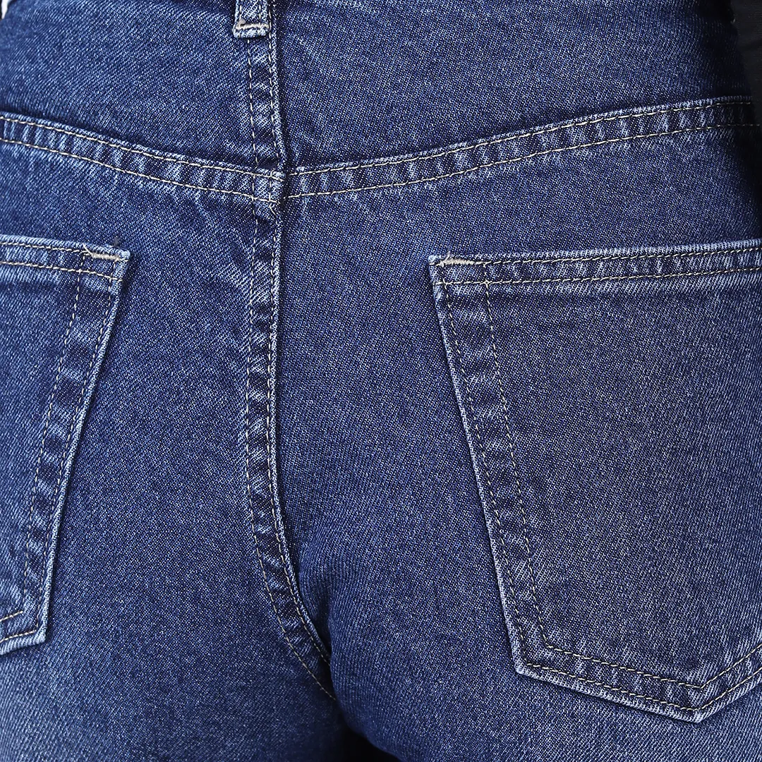 WOMEN'S BLUE MID RISE BELL BOTTOM JEANS