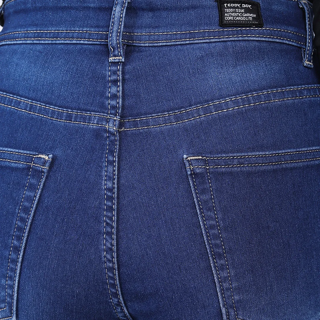 WOMEN'S NAVY BLUE MID RISE BELL BOTTOM JEANS