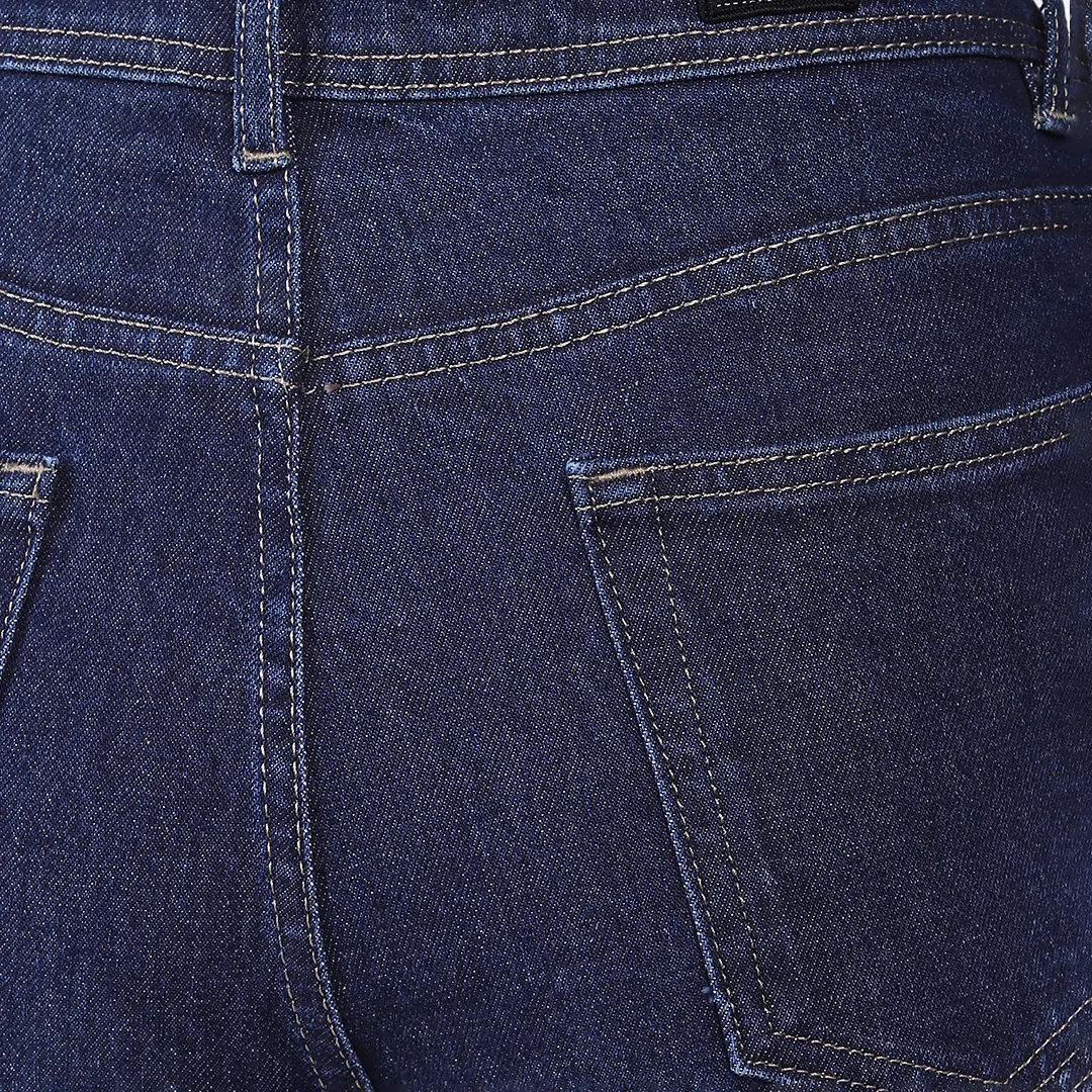 WOMEN'S NAVY BLUE MID RISE BELL BOTTOM JEANS
