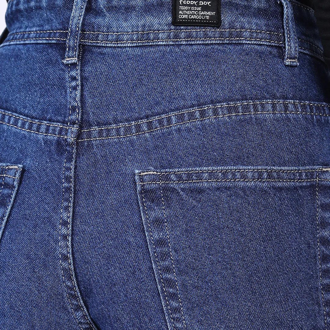 WOMEN'S BLUE MID RISE BELL BOTTOM JEANS